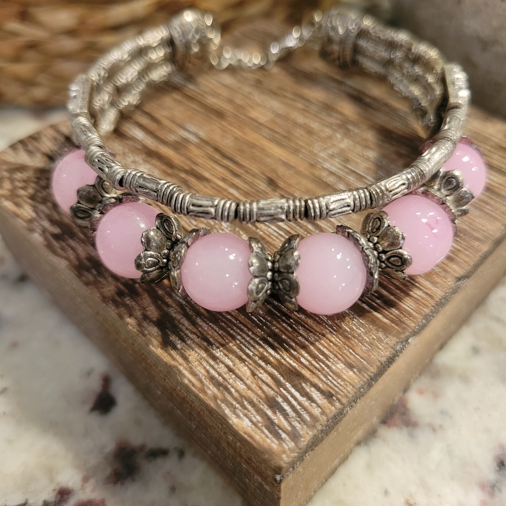 Pink Stone Beaded Bracelet